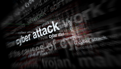 Headline titles media with cyber attack 3d illustration