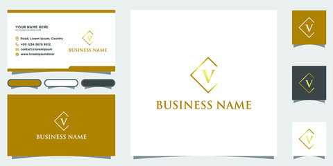 Creative Initial V Design with Business Card