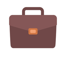 Briefcase icon. Brown leather business case or bag. Vector flat illustration