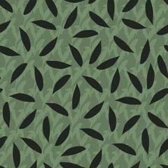 Vector scattered dark green leaves polko dot background. Suitable for wallpaper and textile.