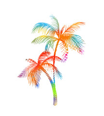 Fototapeta na wymiar Multicolored palm tree. Vector illustration