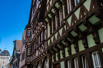 Beautiful old half-timbered houses in the old town of Linz am Rhein