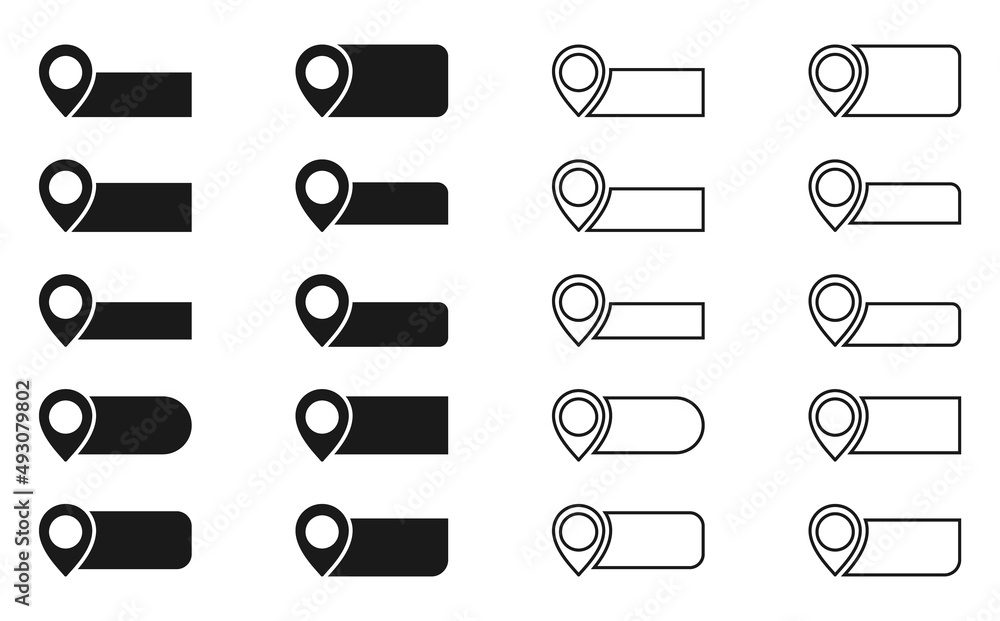Fototapete map pointers icon set. location icons or geolocations. vector design element set. pointer icon pin o