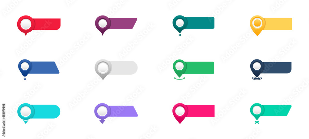 Fototapete map pointers icon set. location icons or geolocations. vector design element set. pointer icon pin o