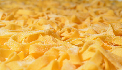 Tagliatelle. Freshly made pasta placed to dry. Shallow DOF.