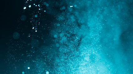 Abstract Blue bokeh defocus glitter blur background.