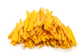 Dry tasty mango slices as a background.