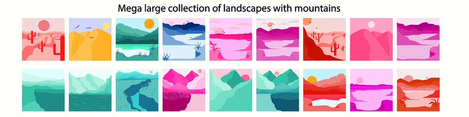 A collection of landscapes with mountains. A beautiful aesthetic collection of landscapes. Landscapes with beautiful mountains and rivers.