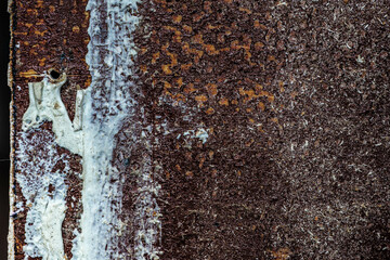 Dirty, dusty, old wooden with fragments of white paint abstract texture background.