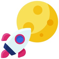 Rocket to the moon icon, Crypto related vector illustration
