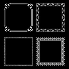 Set of decorative frames Elegant vector element for design in Eastern style, place for text. Floral black and white borders. Lace illustration for invitations and greeting cards.