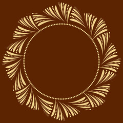 Decorative frame Elegant vector element for design in Eastern style, place for text. Floral golden and brown border. Lace illustration for invitations and greeting cards