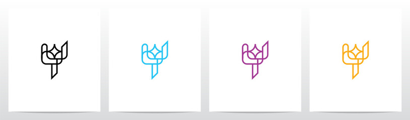 Outline Letter With Sparkling Star Logo Design Y