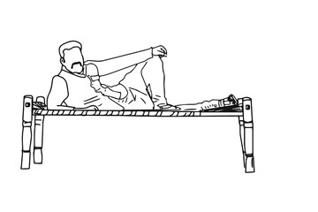 LIne art illustration of man laying down on indian desi 