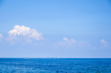 Picturesque seascape background. Sky with clouds and blue sea