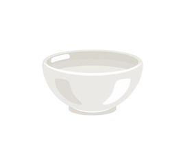 Vector white bowl isolated. Simple flat illustration of utensils.