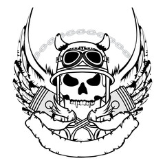 chopper biker skull emblem crest tattoo illustration in vector format