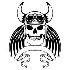 chopper biker skull emblem crest tattoo illustration in vector format