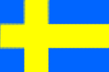 Sweden. Flag of Sweden. Horizontal design. llustration of the flag of Sweden. Horizontal design. Abstract design. Illustration. Map.