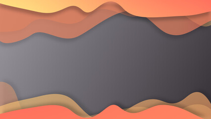 Waves gradient abstract background at the top and bottom of calming coral peach and gray colors of 2022 year concept with smooth movement and copy space