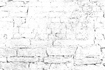 Texture of old dry shabby limestone brickwall. Grungy peeled chipped worn facade of stiff block. Scratched messy chapped dirtied granite slabs. Aged mottled ruined rustic stack stone for grunge design