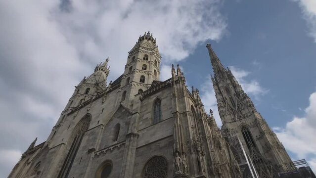 St. Stephen's Cathedral, cloudy day, Vienna Austria, architecture 4K video