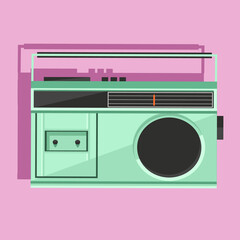 Isolated tape recorder in retro style for icons. Fashion illustration of musical equipment in vintage style. Things from the 80s-90s Old school
Cassette player