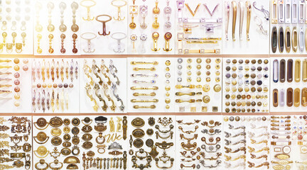 Metal handles for furniture in store