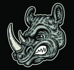 angry rhino mascot head for sports, school, college or league