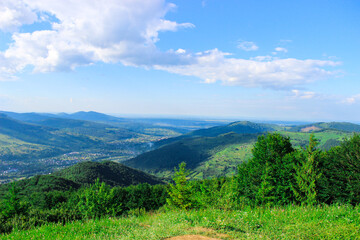 Fototapeta premium View from Mount Makovitsa in Western Ukraine. Landscape on mountains and forests. Ukraine, Yaremche