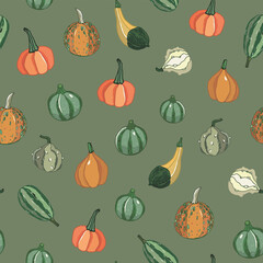 vegetables pumpkin vector seamless pattern