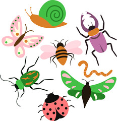 collection of colorful cartoon insects