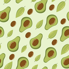 Pattern vector Avocado. Slice, juicy fruit. Vegetable, a natural plant product. Vegetable oil, vector illustration.