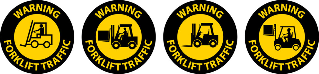 Warning Forklift Traffic Floor Sign On White Background © Seetwo