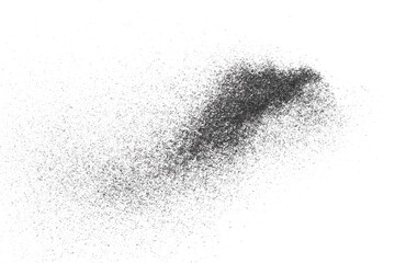Fototapeta na wymiar Black glitter dust, gunpowder isolated on white background and texture, top view