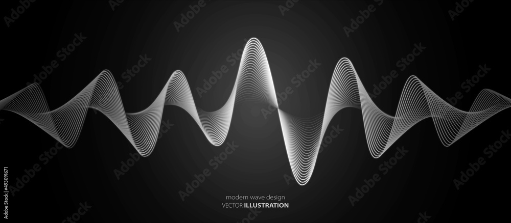 Poster abstract design of a halftone sine wave. texture of smooth lines. poster for music, technology, arti