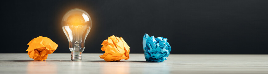 light bulb with crumpled paper