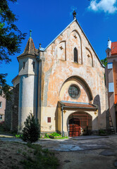 Fototapeta na wymiar Scenic view of historical St. Joseph chapel in center of Mukachevo, Transcarpathian region, Ukrainee