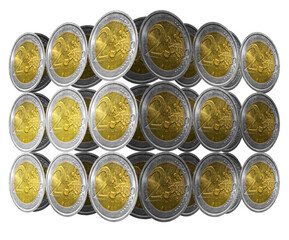 European euro coins group - cube shape concept