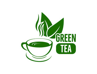 green tea logo, icon vector illustration 