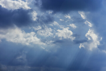 Beautiful landscape with blue sky the moving clouds