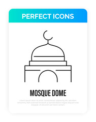 Mosque dome thin line icon. Religious building. Islam religion. Vector illustration.