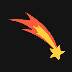 Vector comet with fire tail. Yellow shooting star in flat design. © Ulyana Mo