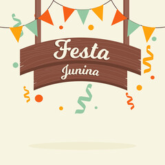 Festa Junina Brazil festival party celebration decorated board background design vector banner