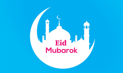 Eid Mubarak greeting with crescent and stars for Islamic holiday 2022