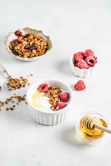 granola in a bowl with yogurt