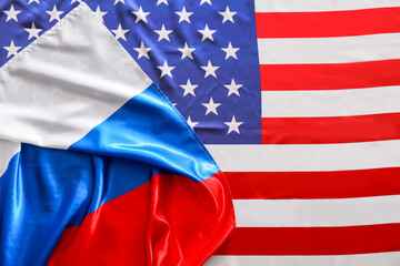 Obraz premium Flags of USA and Russia as background, closeup