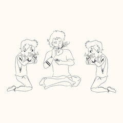 Boys Eating drag line arts