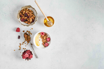 granola in a bowl with yogurt