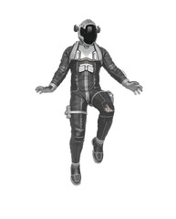 astronaut explorer is floating and landing